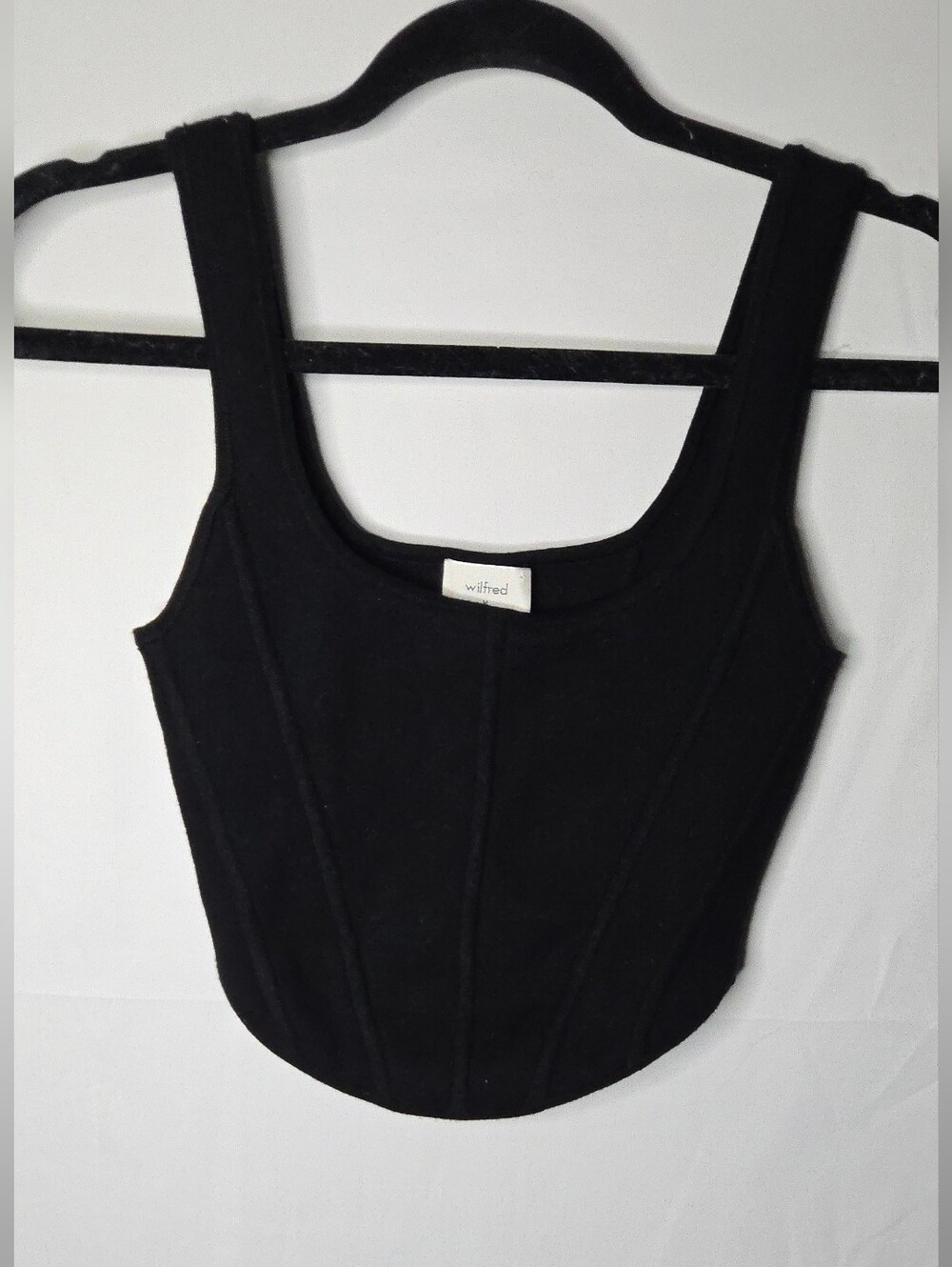 Aritzia Wilfred Natalie Sculpt Knit Black Corset Bustier Crop Tank Women's M